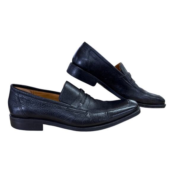 SANDRO MOSCOLONI PEBBLED LEATHER PENNY LOAFERS IN BLACK MEN'S 11.5 D - Picture 15 of 15
